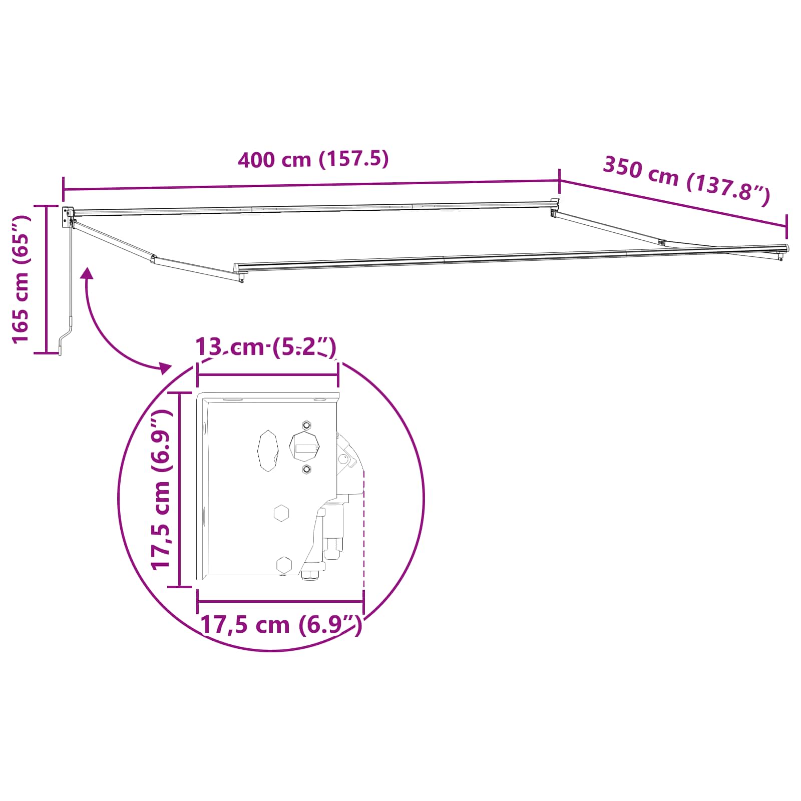 Električna retraktabilna tenda Žuta i narančasta 400 × 350 cm