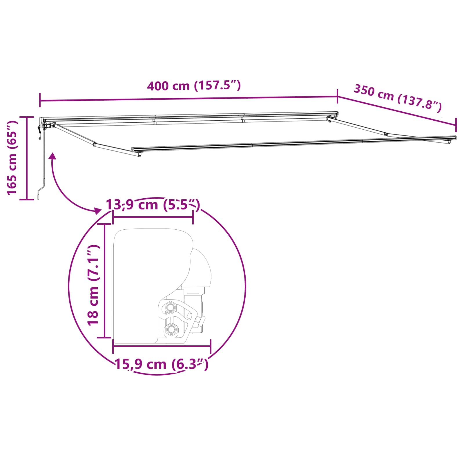 Tkanina za tende s Žuta i narančasta 400 × 350 cm Poliester