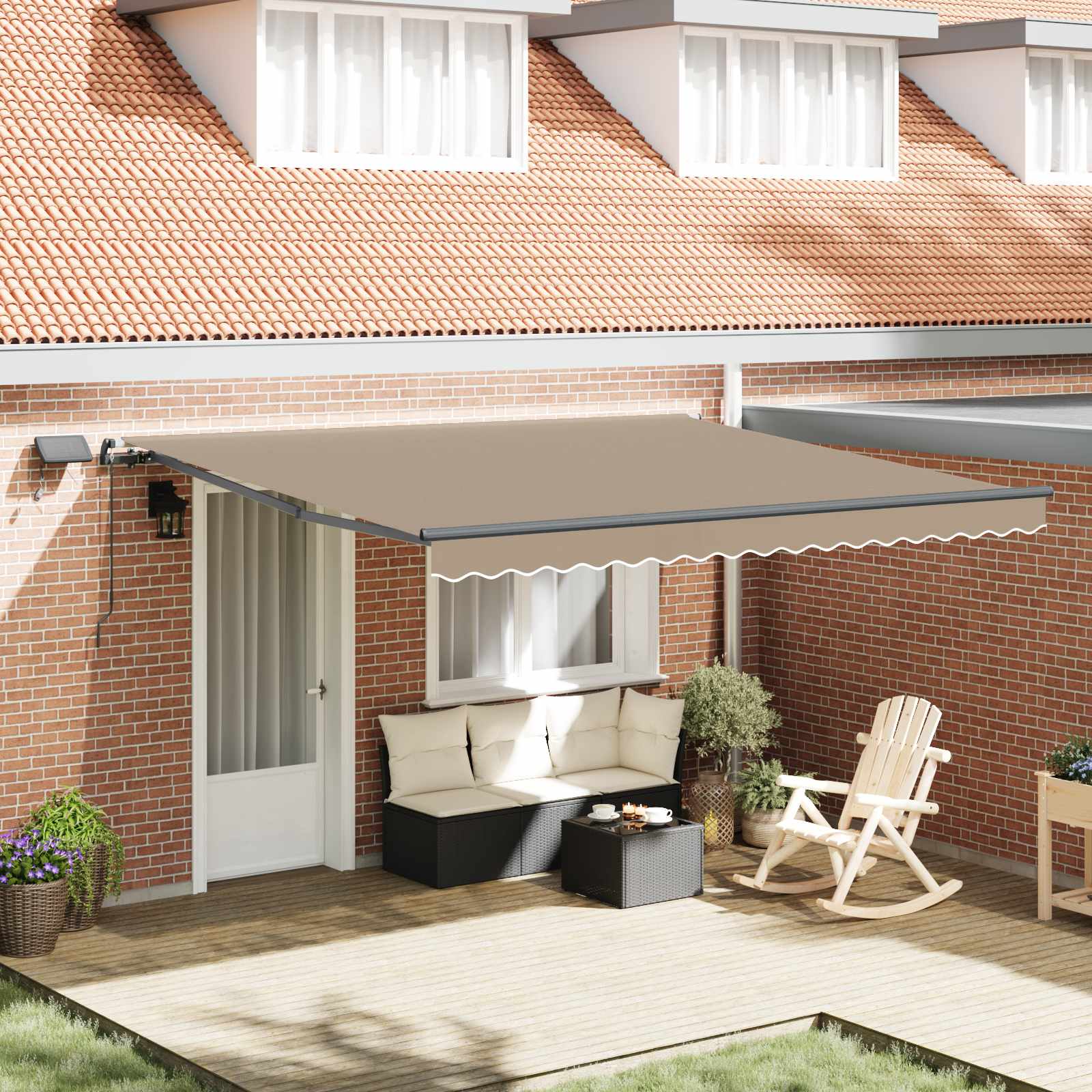 Skrovita tenda S LED lampica Bež 400 ×350 cm tkanina