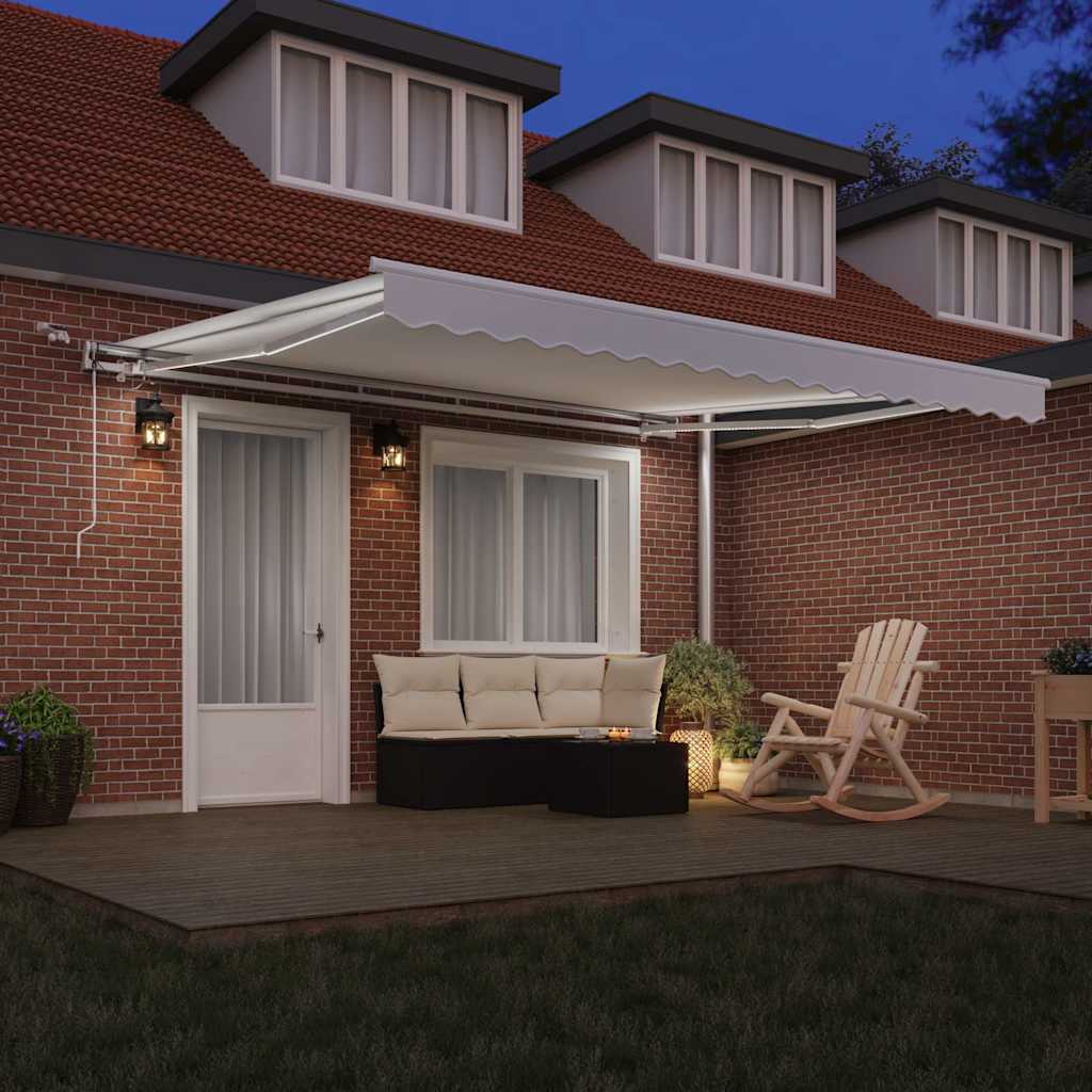 Skrovita tenda Bijelo 400 × 350 cm Poliester i metal