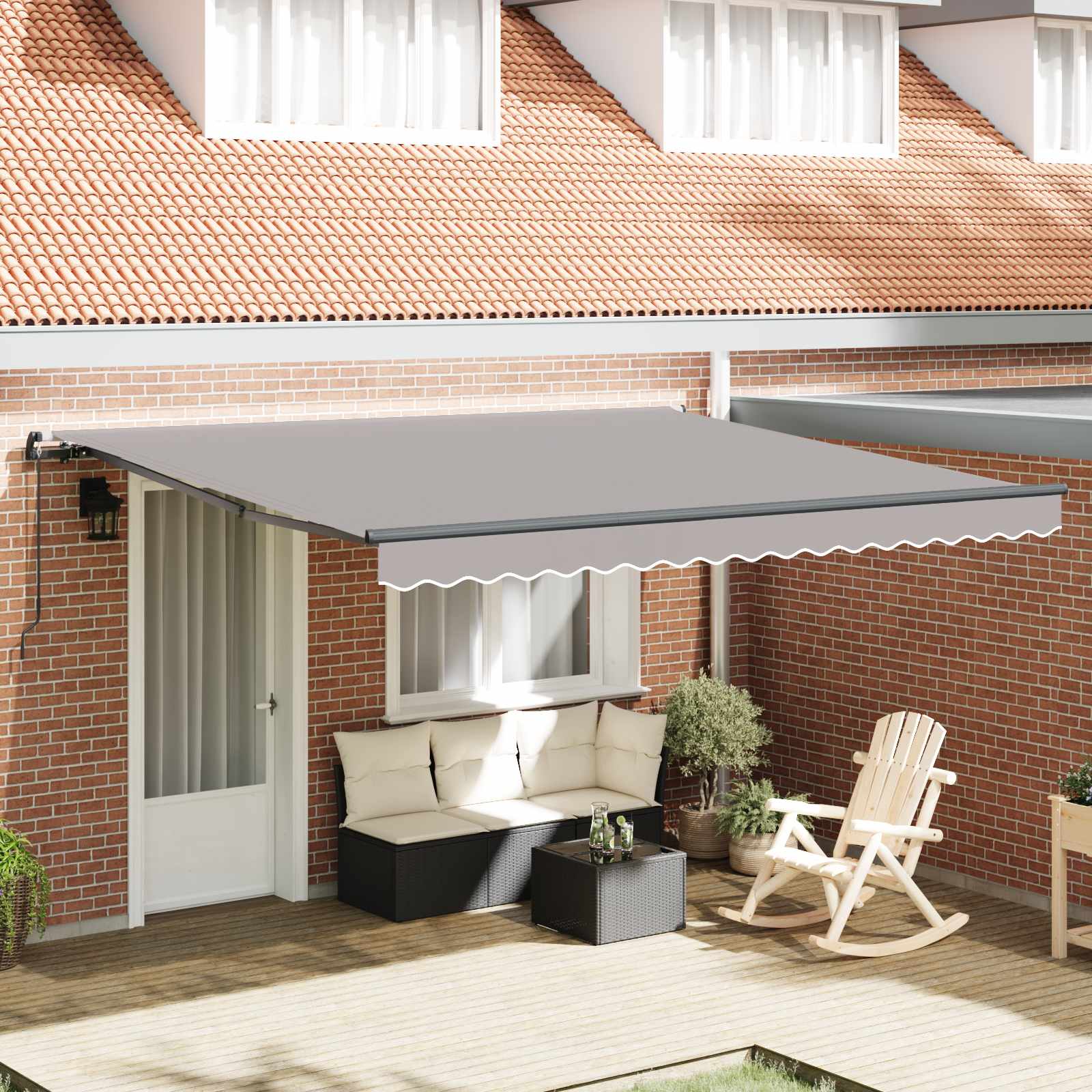 Skrovita tenda Svijetlo siva 400 × 350 cm Poliester i čelik