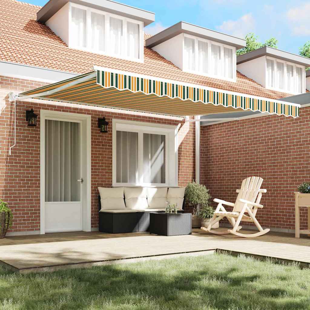 Povlačivi tende Zelena i bijela 400 × 300 cm Tkanina i Aluminij