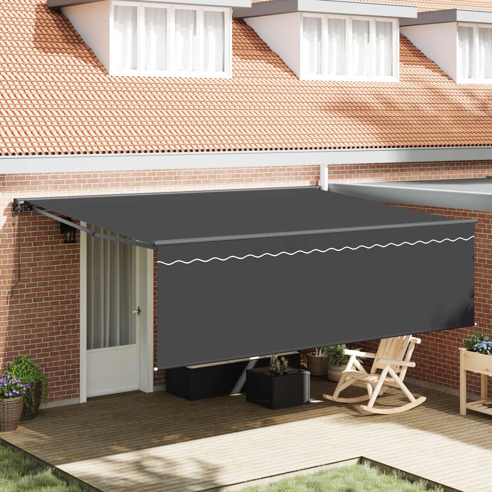 Skrovita tenda Antracit 450 × 350 cm Poliester i aluminij