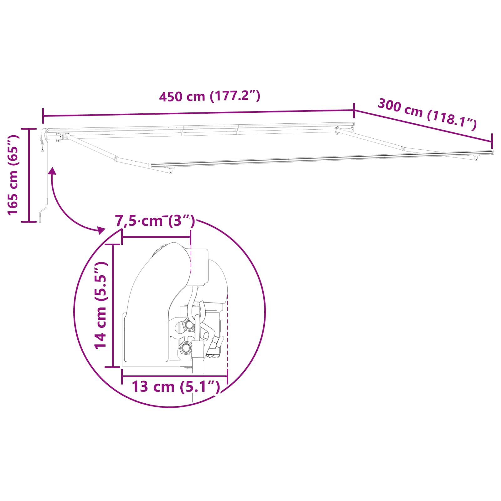 Skrovita tenda narančasta i smeđa 450 × 300 cm