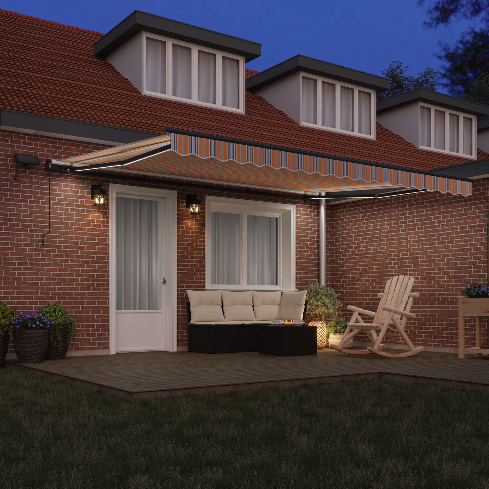 Skrovita tenda S LED lampica Šareni 450 ×300 cm tkanina