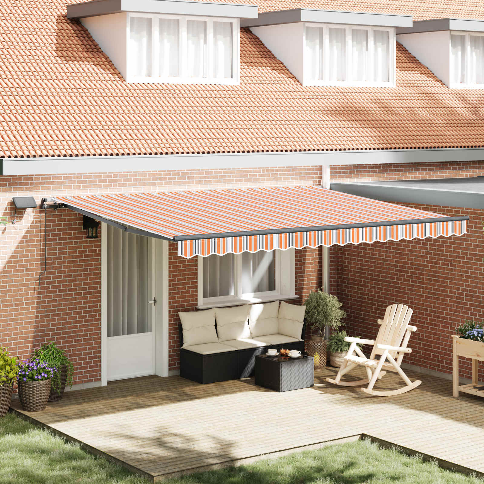 Skrovita tenda S LED lampica Šareni 450 ×300 cm tkanina