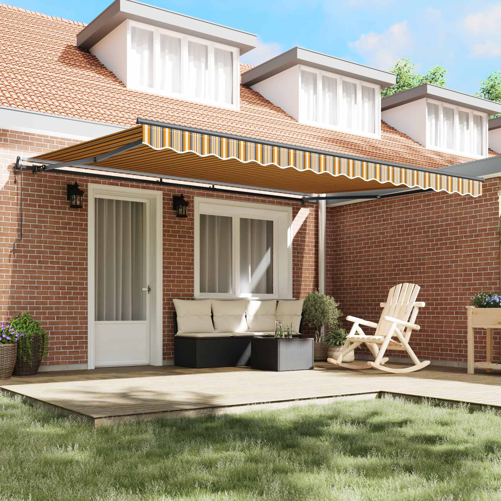Povlačivi tende Šareni 450 × 300 cm Tkanina i Aluminij