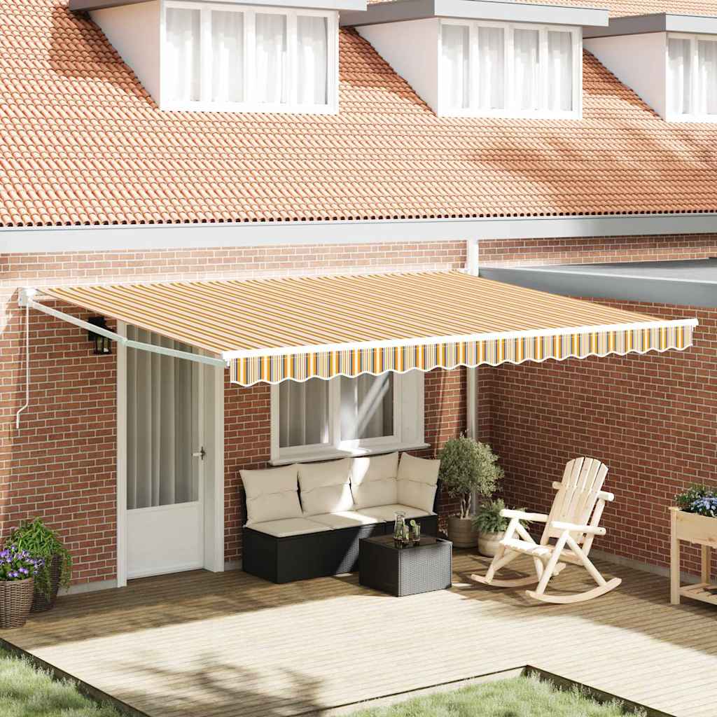 Skrovita tenda Šareni 450 × 300 cm Poliester i aluminij