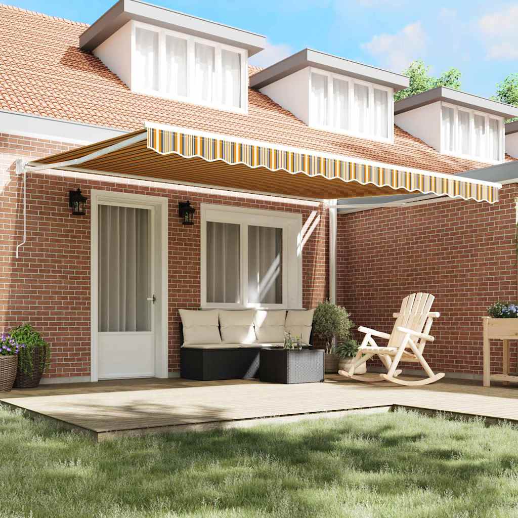 Skrovita tenda Šareni 450 × 300 cm Poliester i aluminij