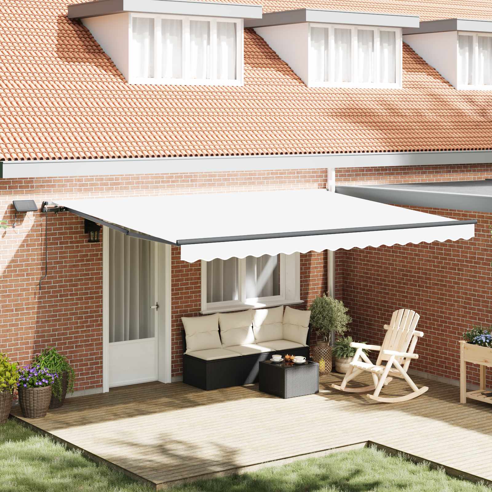 Skrovita tenda S LED lampica Bijelo 450 ×300 cm tkanina