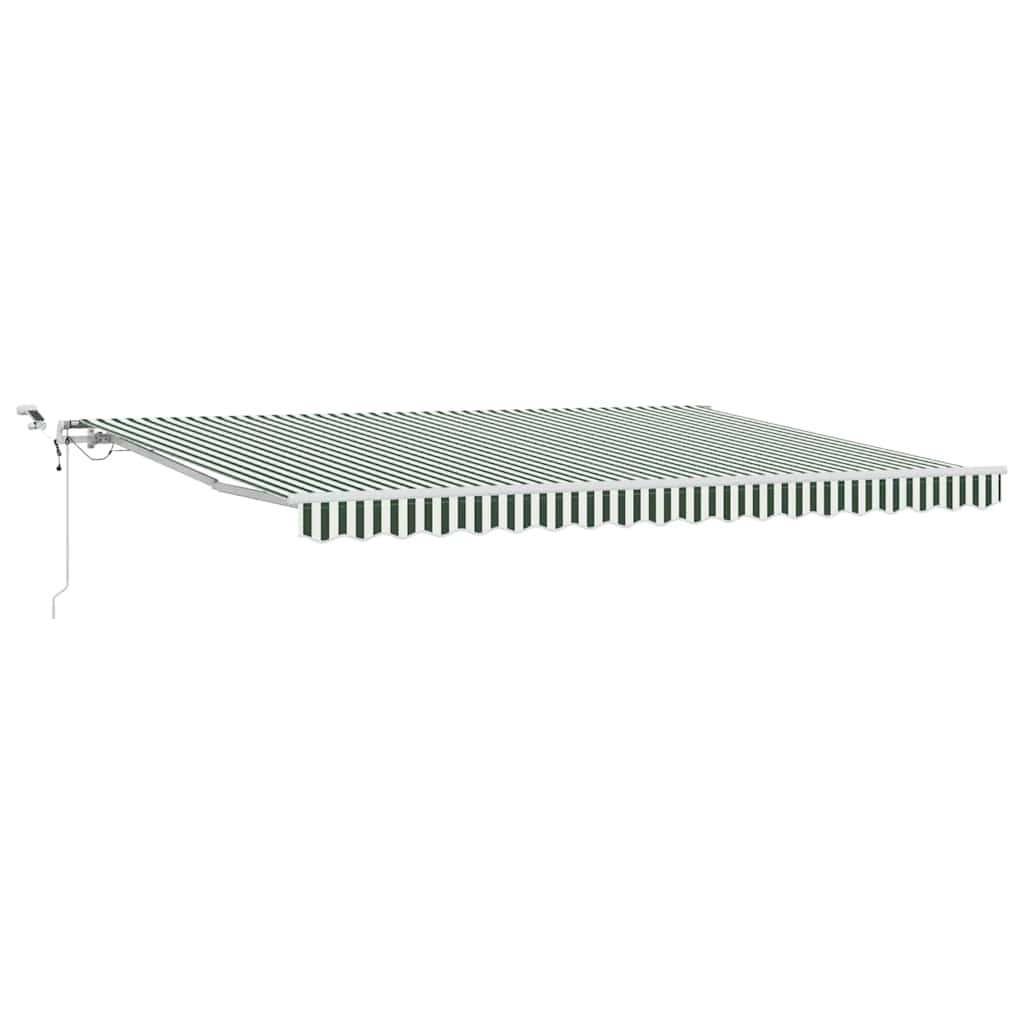Skrovita tenda Zelena i bijela 450 × 300 cm Poliester i metal