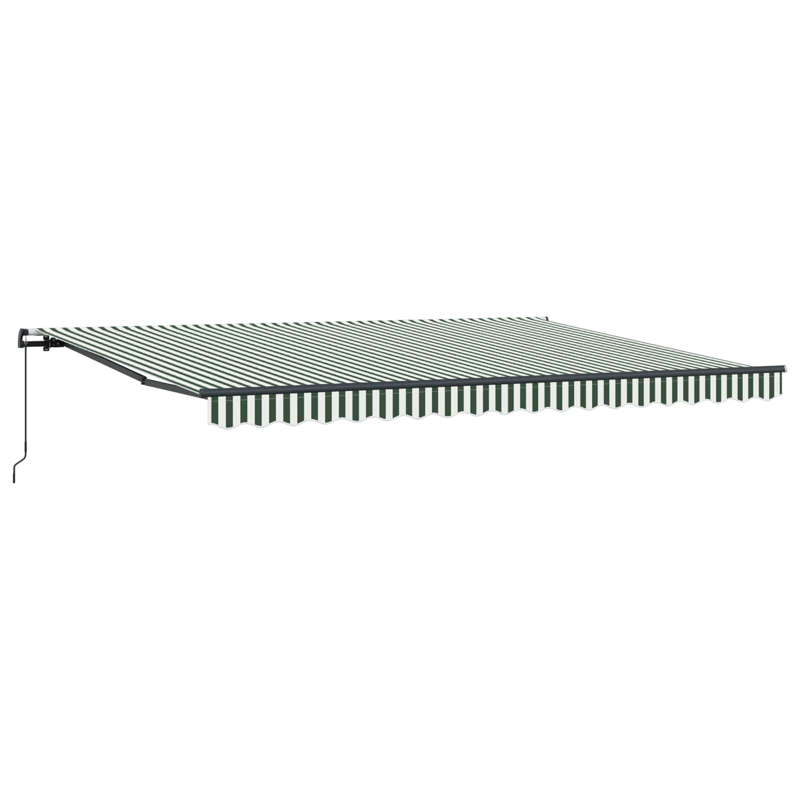 Skrovita tenda Zelena i bijela 450 × 300 cm Poliester i čelik