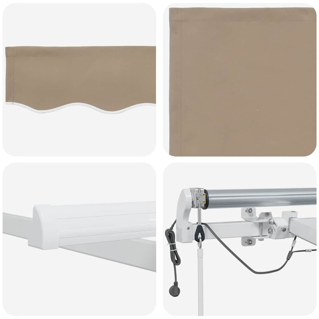 Skrovita tenda S LED lampica Bež 450 × 350 cm Poliester i metal