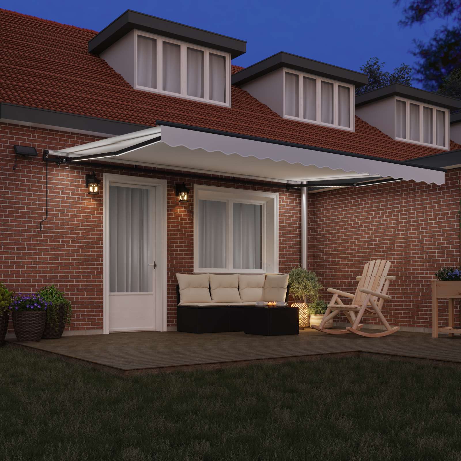 Skrovita tenda S LED lampica Bijelo 450 ×350 cm tkanina