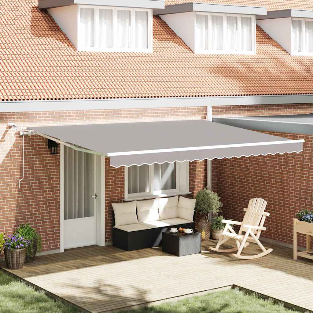 Skrovita tenda Svijetlo siva 450 × 350 cm Poliester i metal