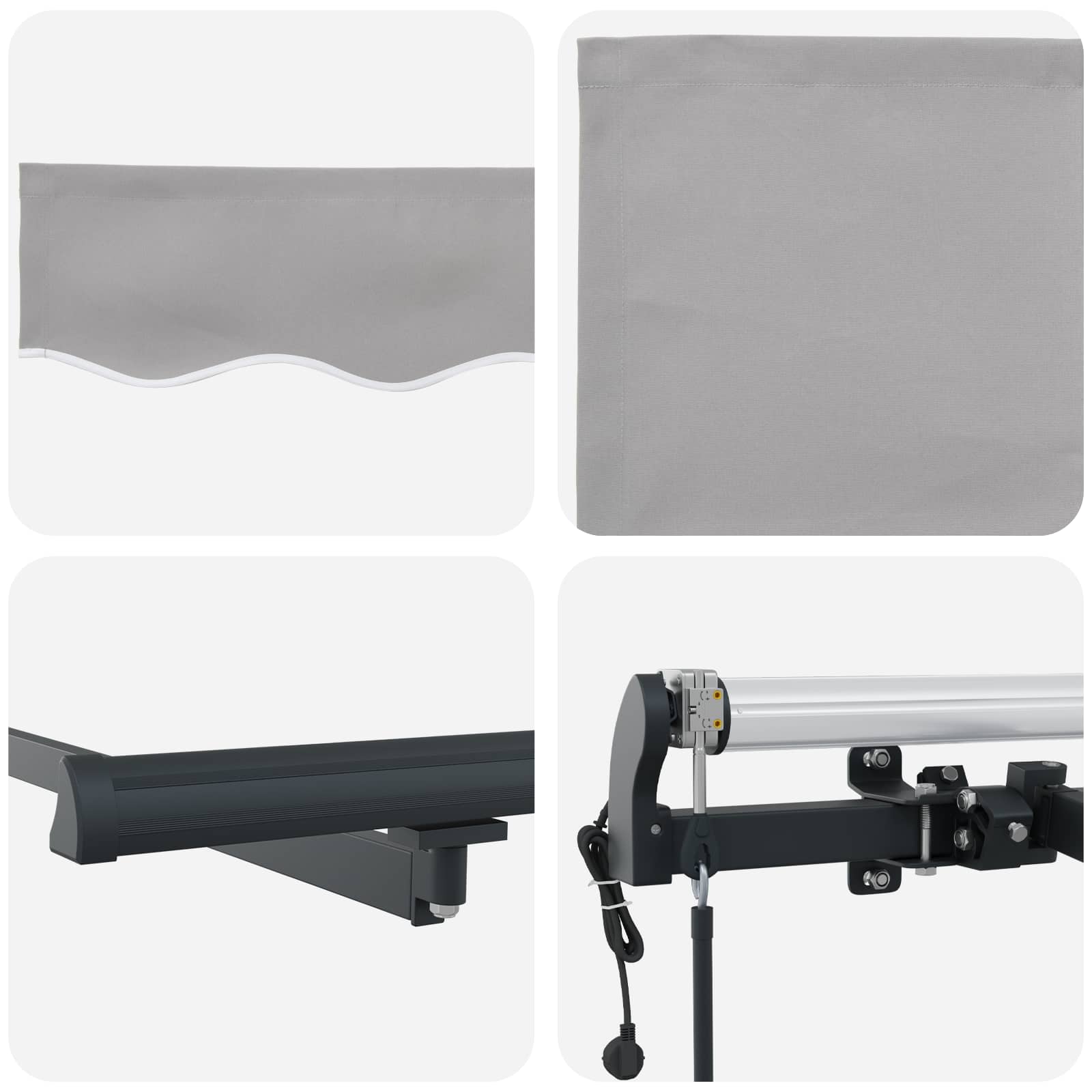 Skrovita tenda Svijetlo siva 450 × 350 cm Tkanina i Aluminij