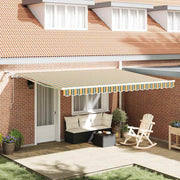 Skrovita tenda Zelena i žuta 450 × 350 cm Poliester i metal