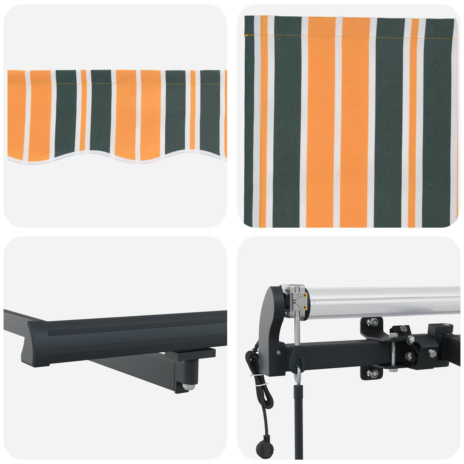 Skrovita tenda Zelena i žuta 450 × 350 cm Tkanina i Aluminij