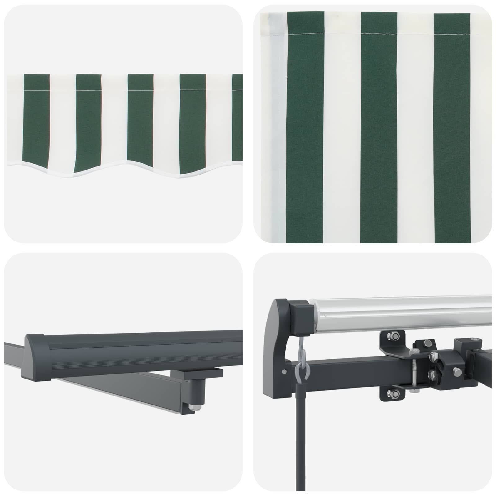 Povlačivi tende Zelena i bijela 450 × 350 cm Tkanina i Aluminij