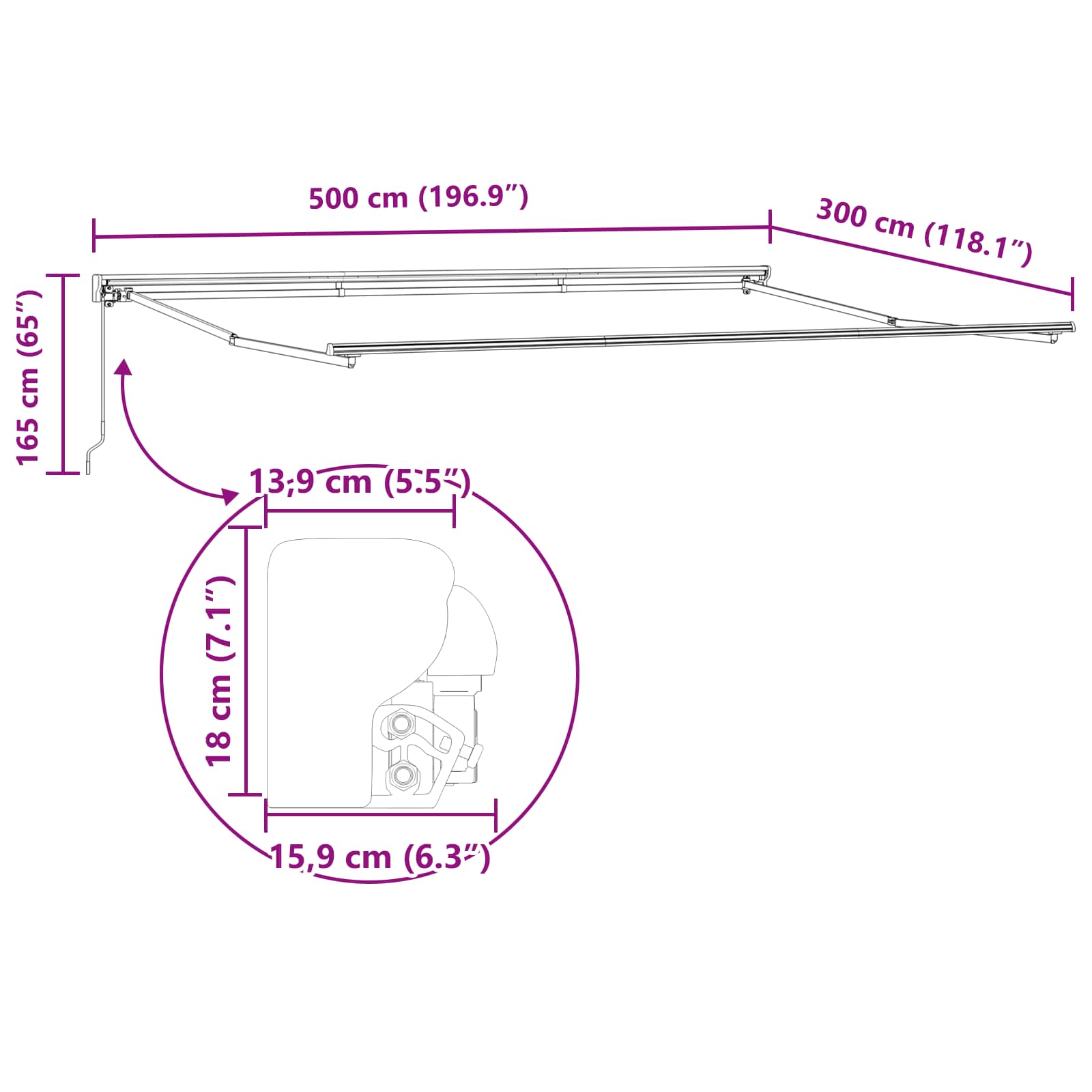 Okvir tende Narančasta i Crna 500 × 300 cm