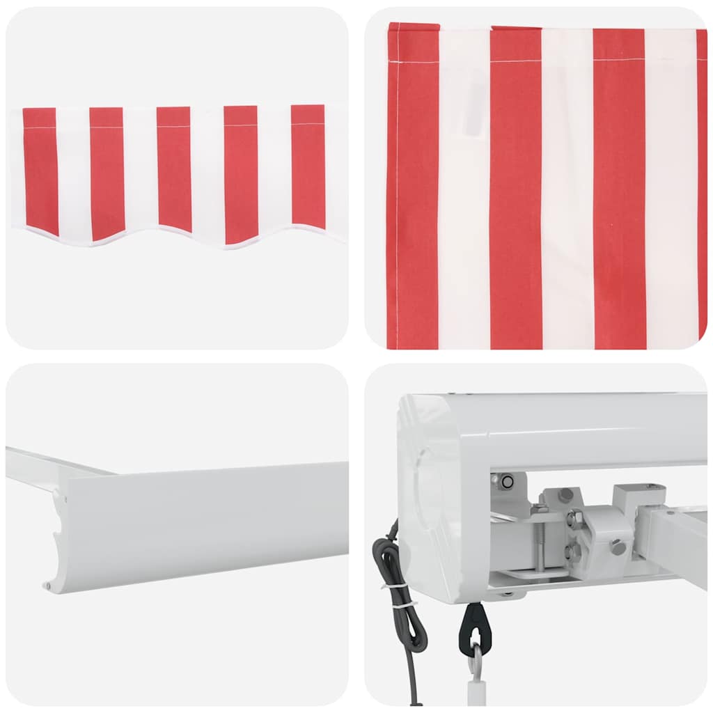 Nadstrešnica Crvena i bijela 500 × 300 cm Poliester i aluminij