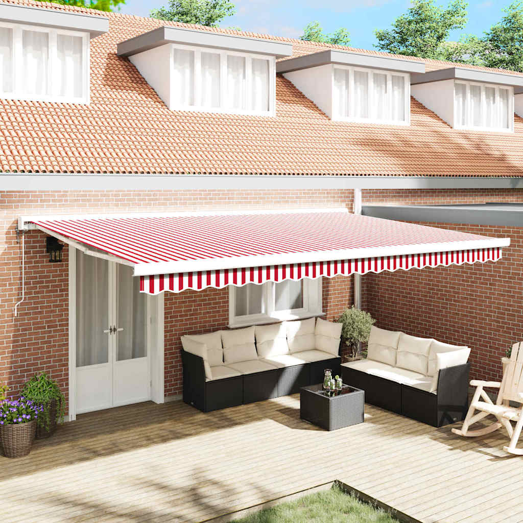 Nadstrešnica Crvena i bijela 500 × 300 cm Poliester i aluminij