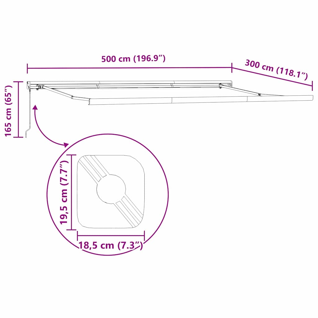 Povlačivi tende Šareni 500 × 300 cm Platno i Aluminij