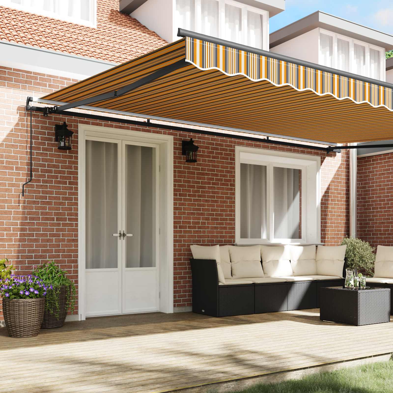 Skrovita tenda Šareni 500 × 300 cm Poliester i čelik
