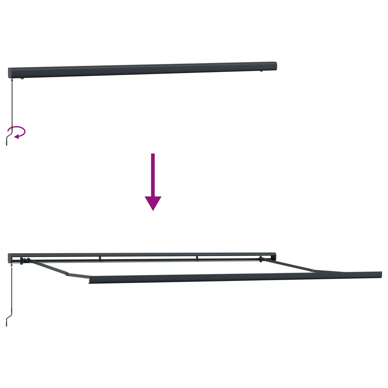 Skrovita tenda Svijetlo siva 500 × 300 cm Tkanina i Metal