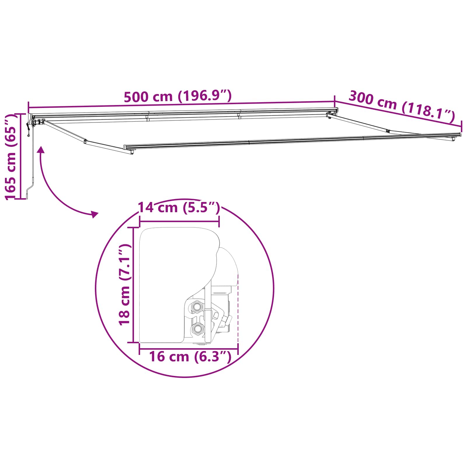 Okvir tende Svijetlo siva 500 × 300 cm Poliester s PU premazom