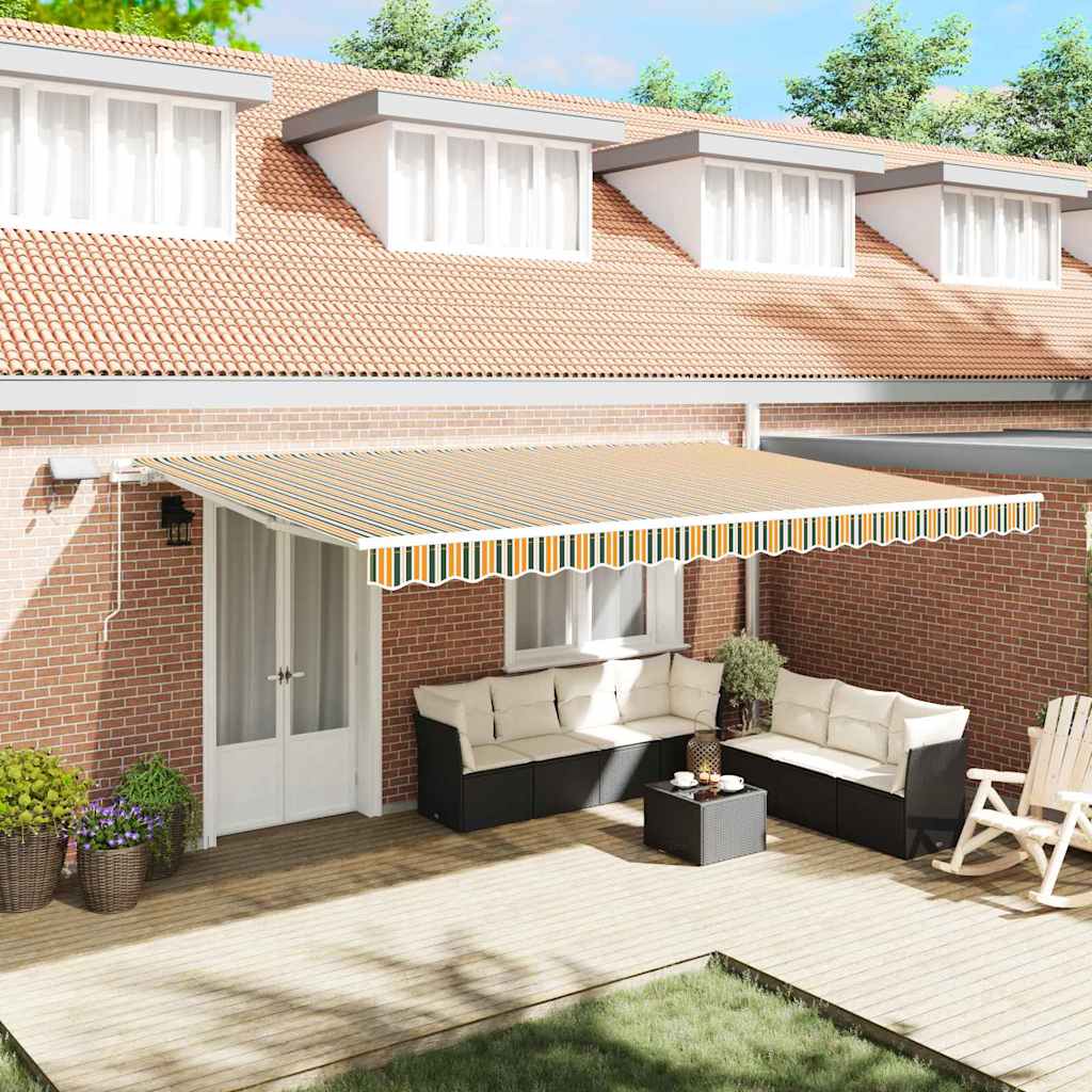 Skrovita tenda Zelena i žuta 500 × 300 cm Tkanina i čelik