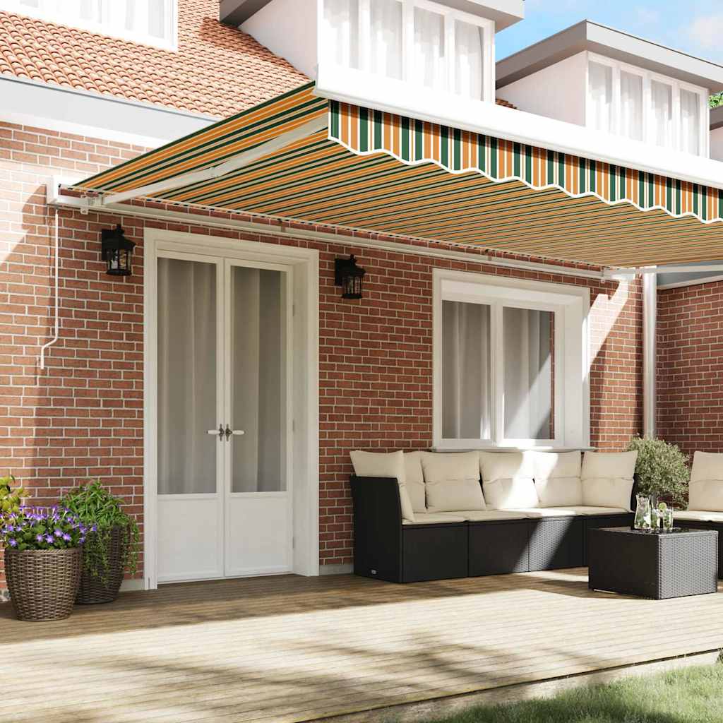 Skrovita tenda Zelena i žuta 500 × 300 cm Tkanina i Metal