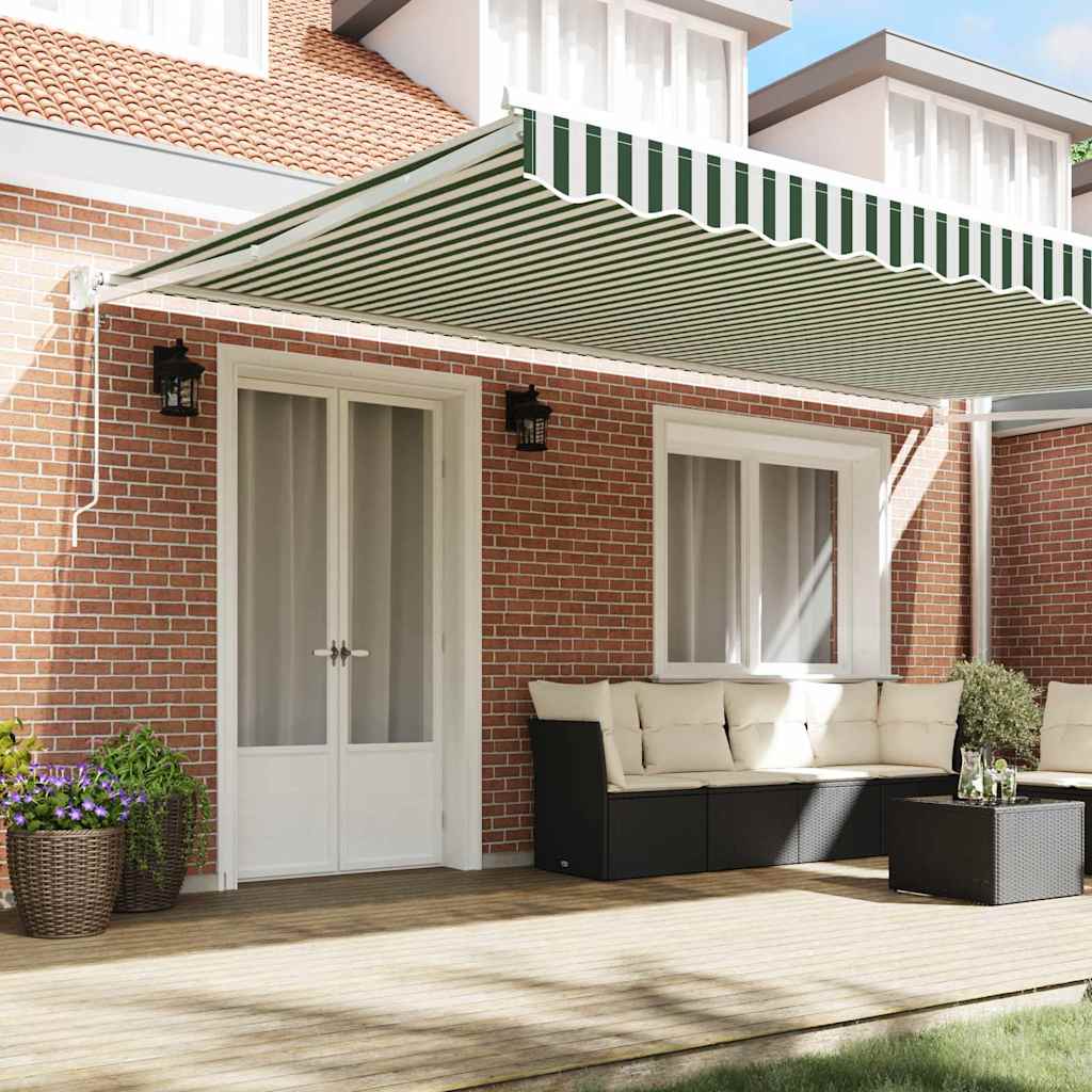 Skrovita tenda Zelena i bijela 500 × 300 cm
