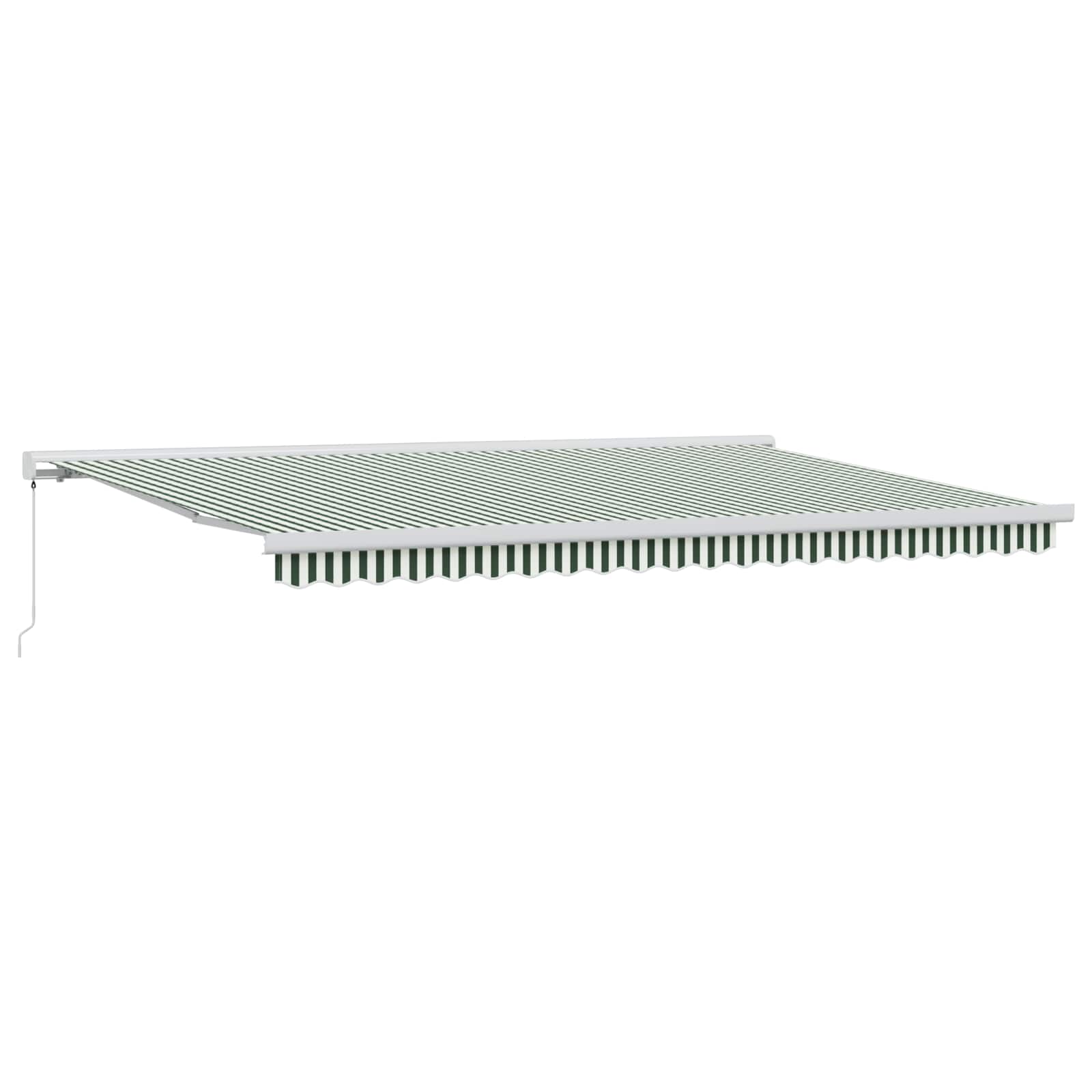 Skrovita tenda Zelena i bijela 500 × 300 cm Tkanina i Metal
