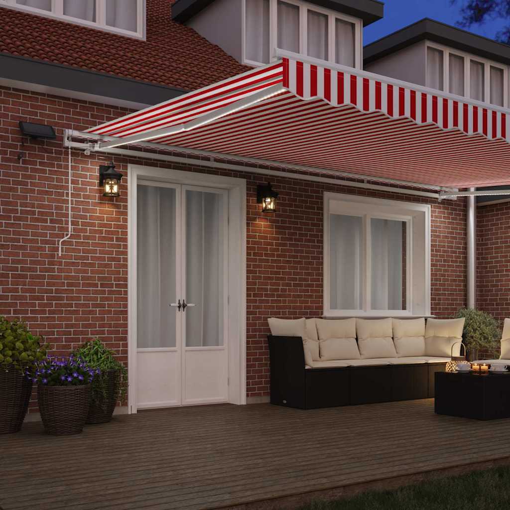 Skrovita tenda Crvena i bijela 500 × 350 cm Tkanina i čelik
