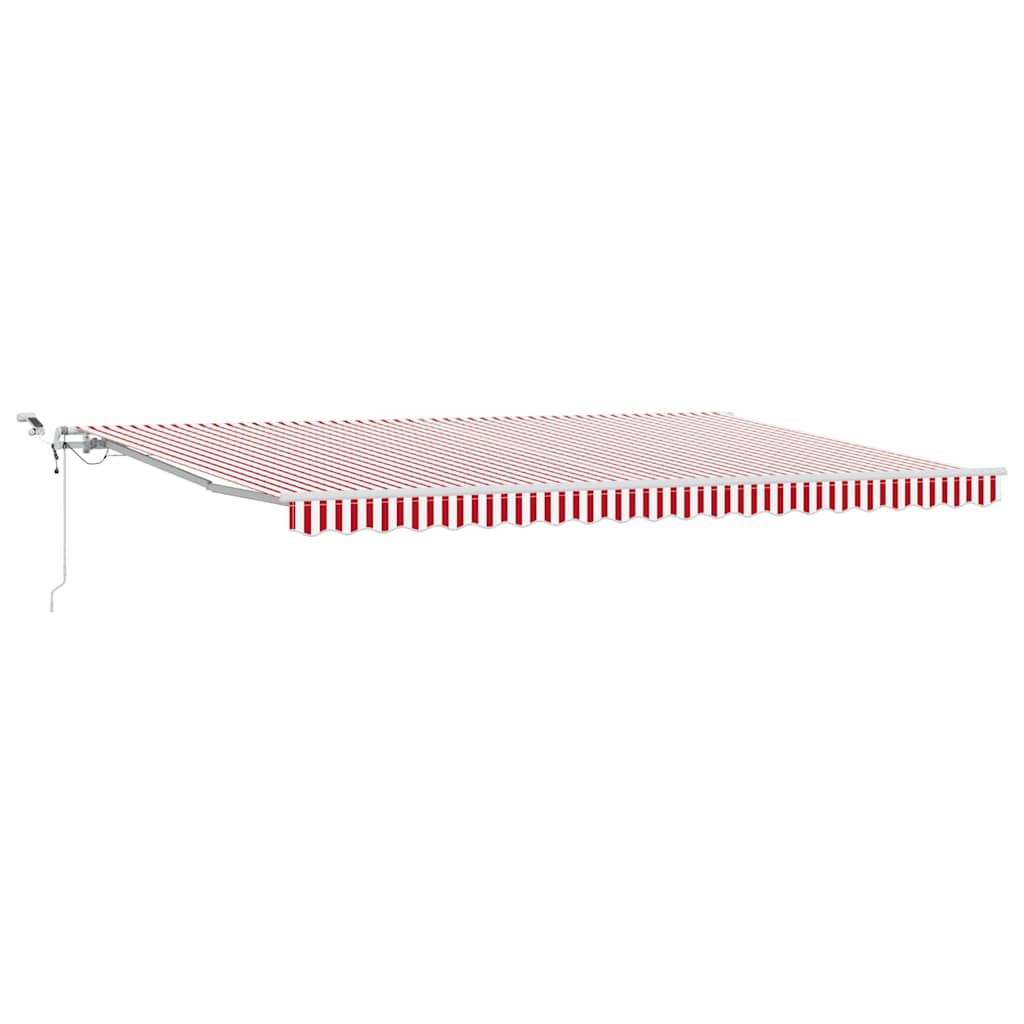 Skrovita tenda Crvena i bijela 500 × 350 cm Poliester i metal