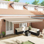 Skrovita tenda Bež 500 × 350 cm Poliester i aluminij