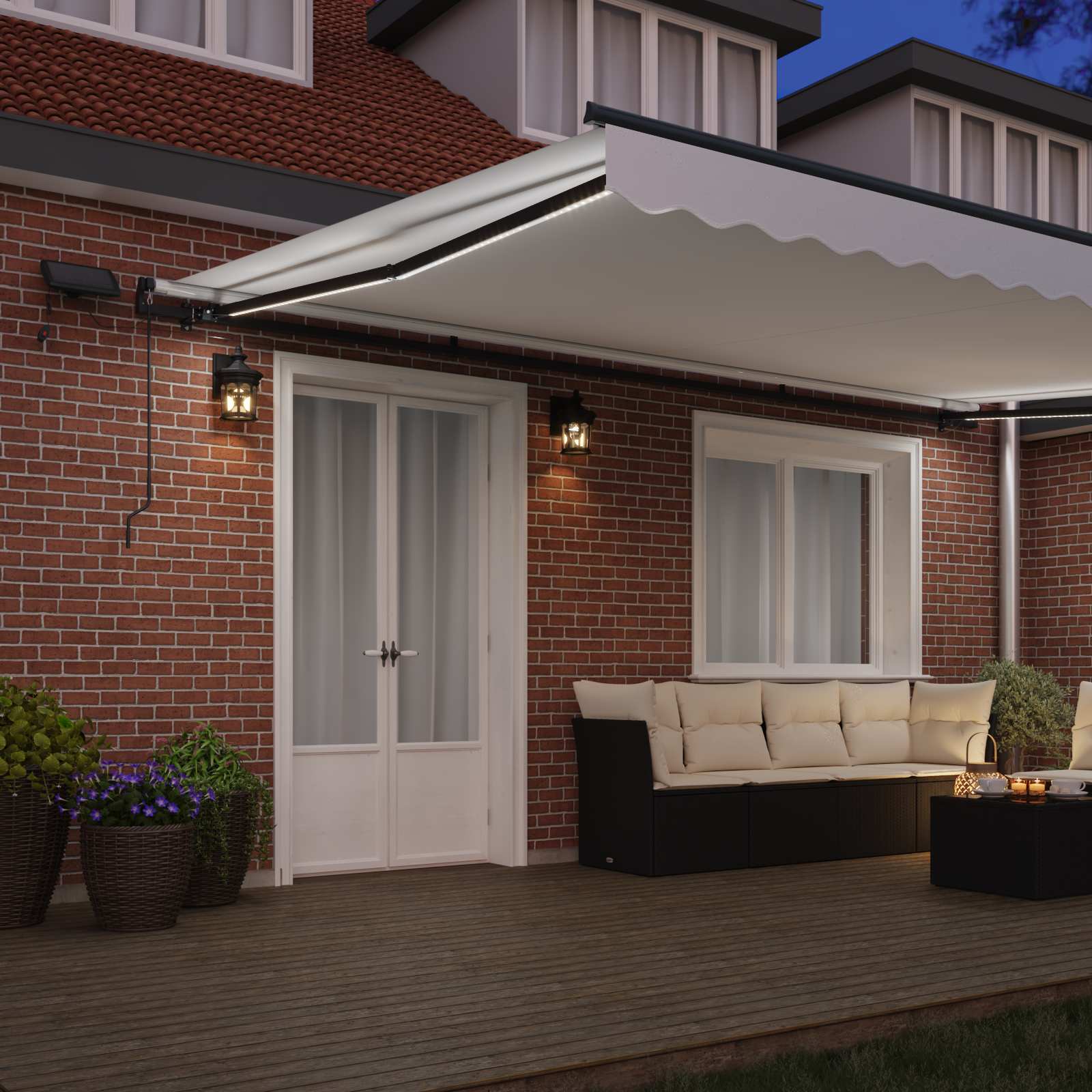 Skrovita tenda S LED lampica Bijelo 500 ×350 cm tkanina