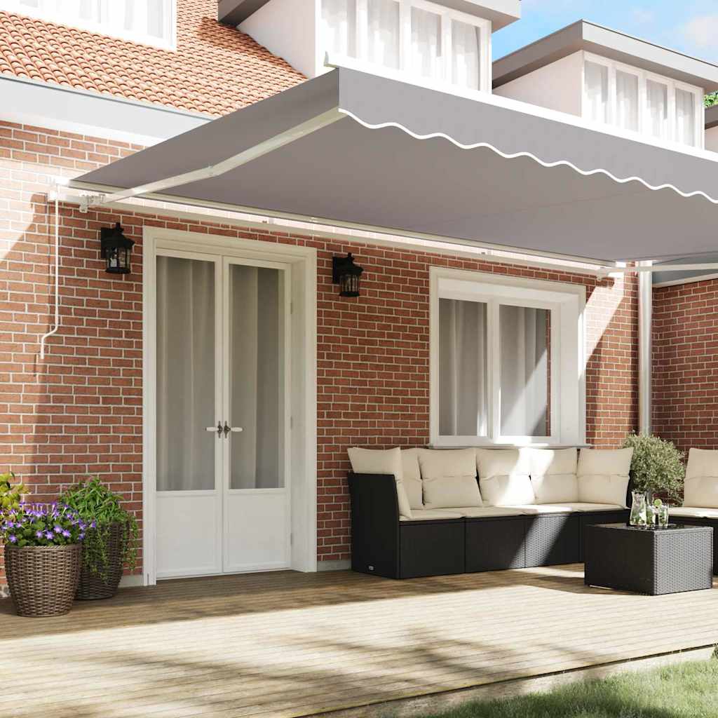 Skrovita tenda Svijetlo siva 500 × 350 cm Poliester i aluminij