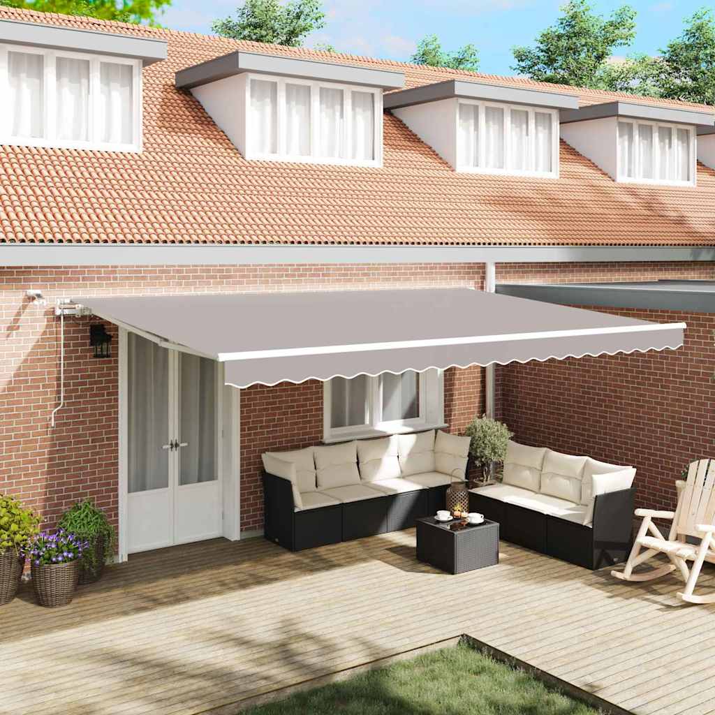 Skrovita tenda Svijetlo siva 500 × 350 cm Poliester i metal