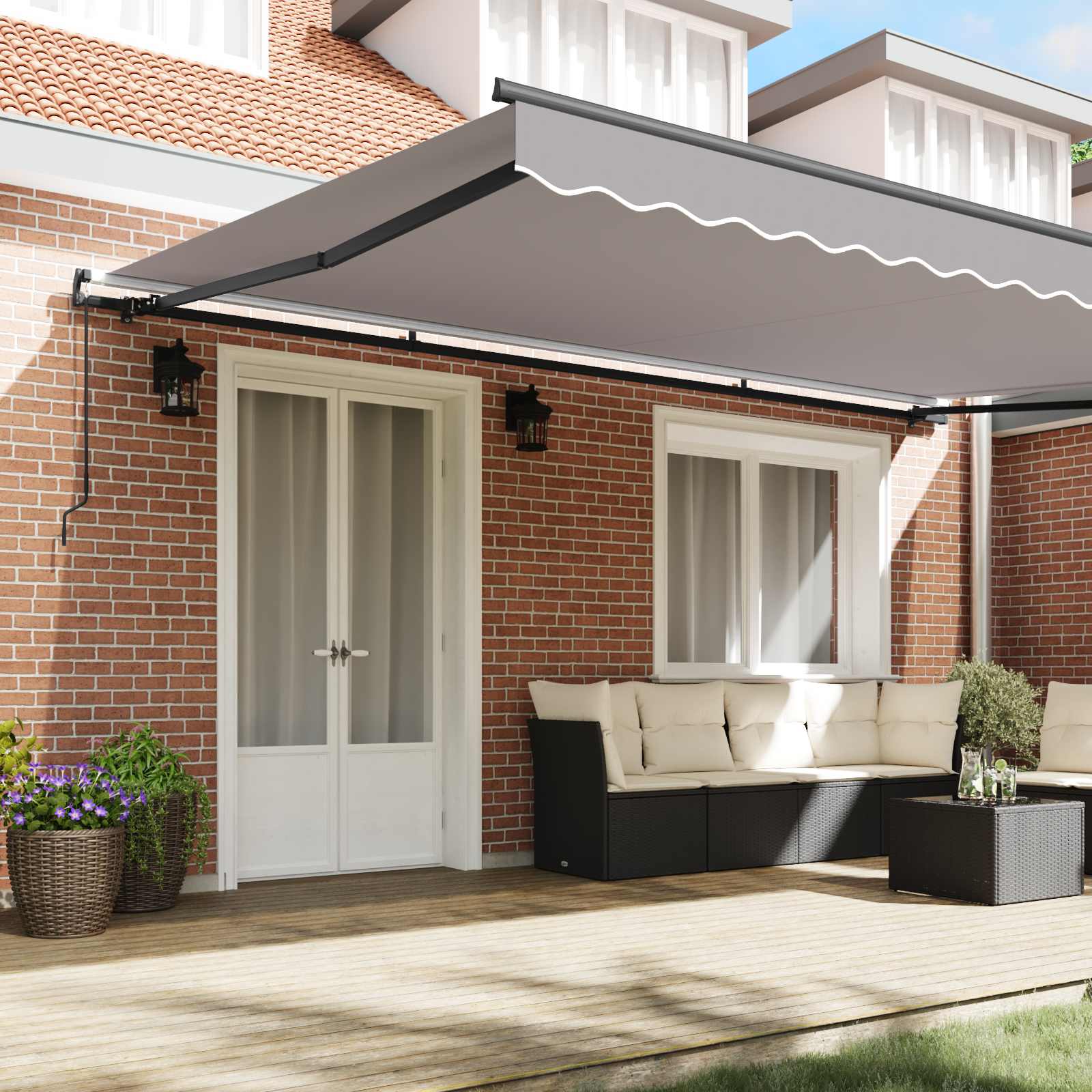 Skrovita tenda Svijetlo siva 500 × 350 cm Poliester i čelik