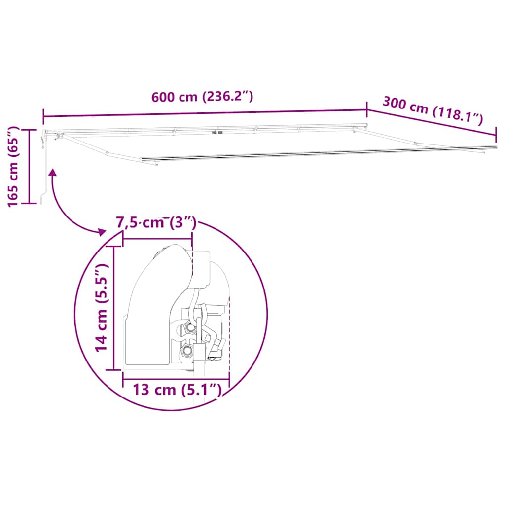 Električna retraktabilna tenda narančasta i smeđa 600 × 300 cm