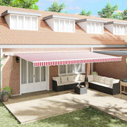 Skrovita tenda Crvena i bijela 600 × 300 cm Tkanina i čelik