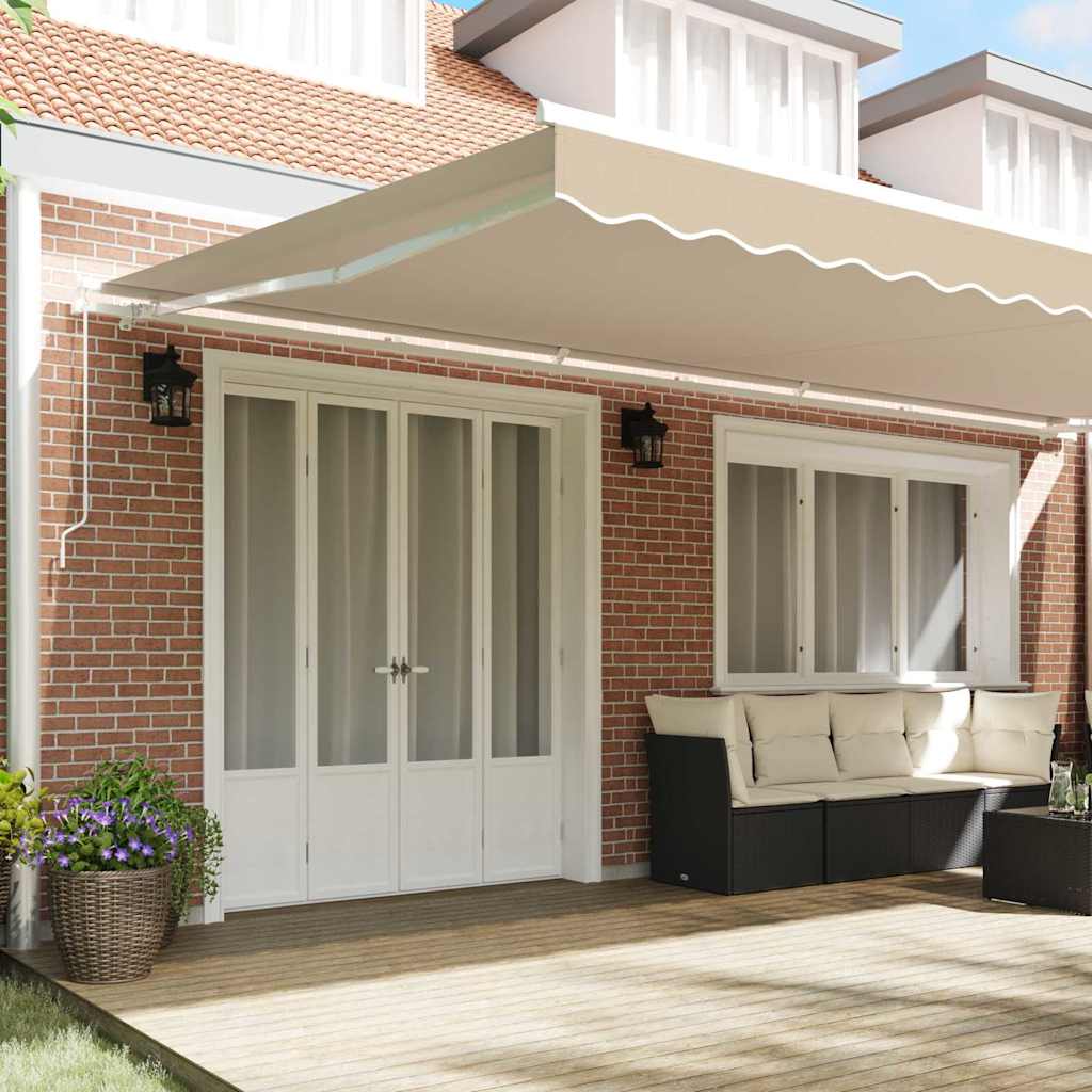 Skrovita tenda Bež 600 × 300 cm Poliester i aluminij