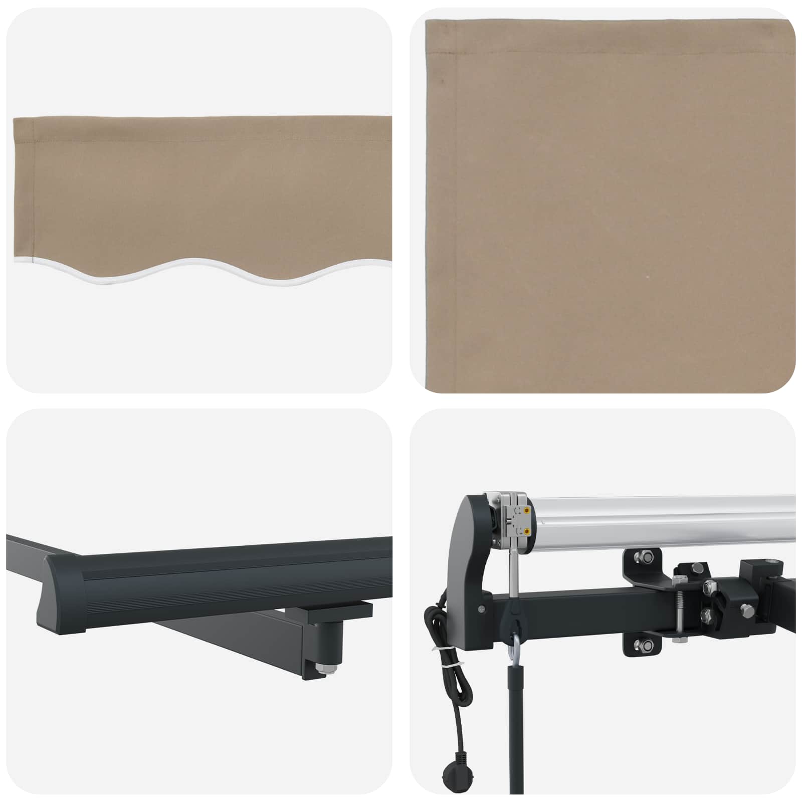 Skrovita tenda Bež 600 × 300 cm Tkanina i Aluminij