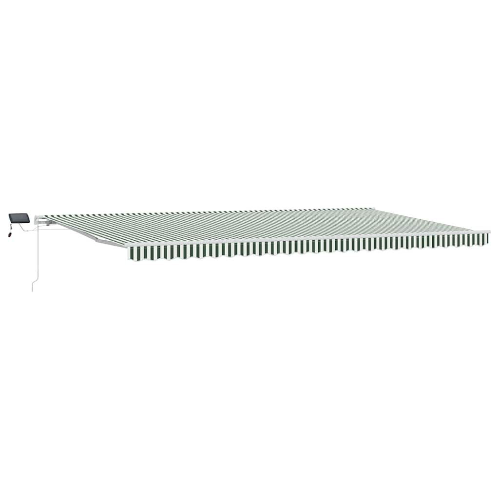 Skrovita tenda Zelena i bijela 600 × 300 cm Tkanina i čelik