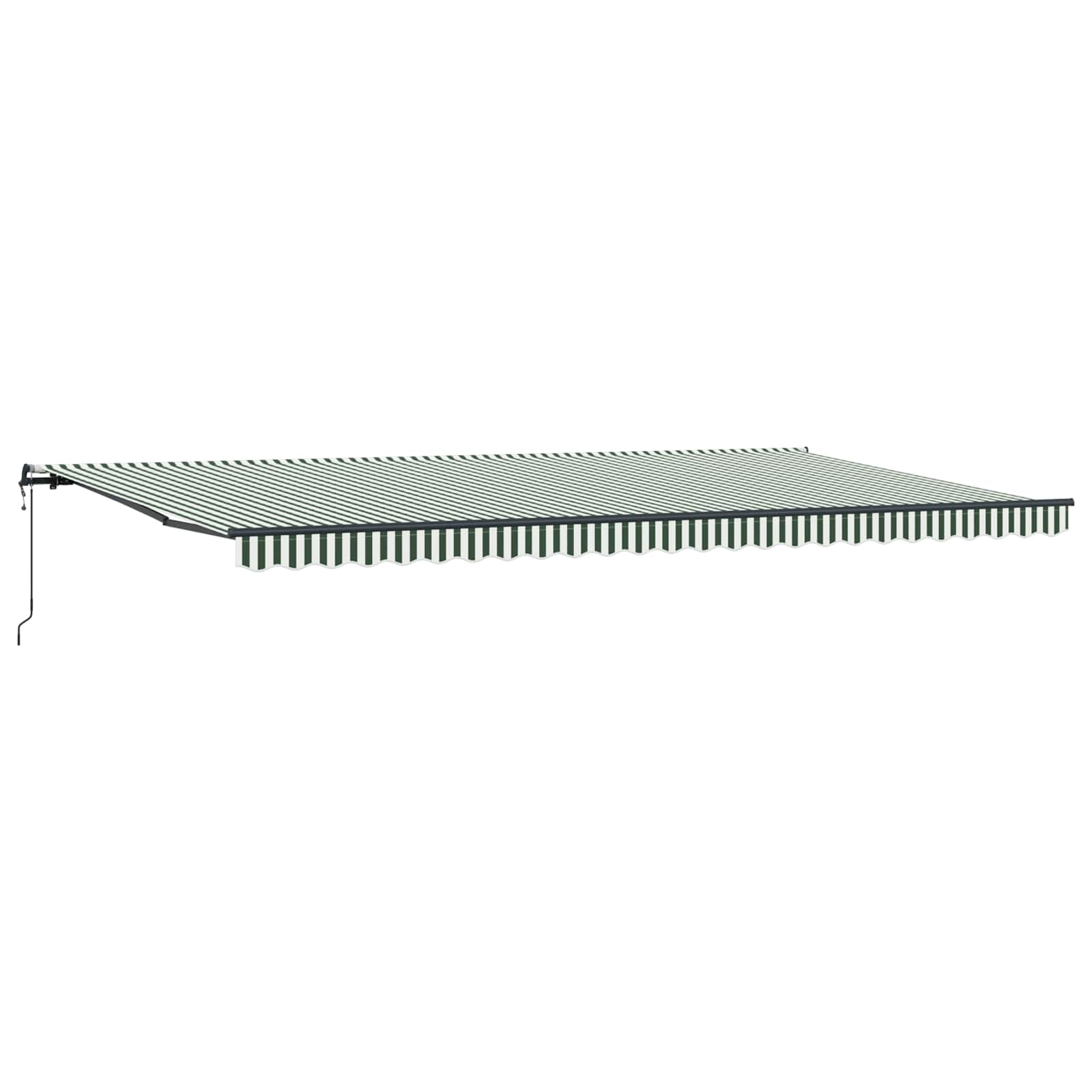 Skrovita tenda Zelena i bijela 600 × 300 cm Tkanina i Aluminij