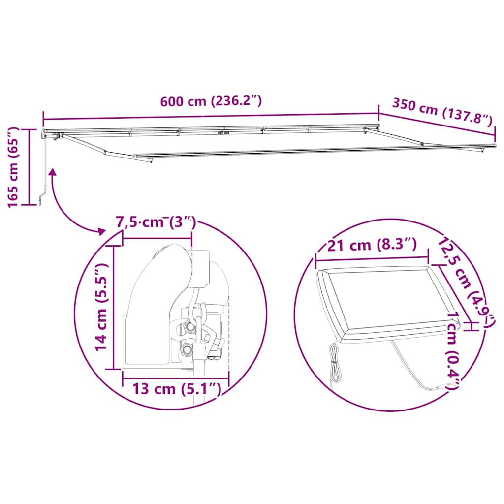 Skrovita tenda narančasta i smeđa 600 × 350 cm Tkanina i čelik
