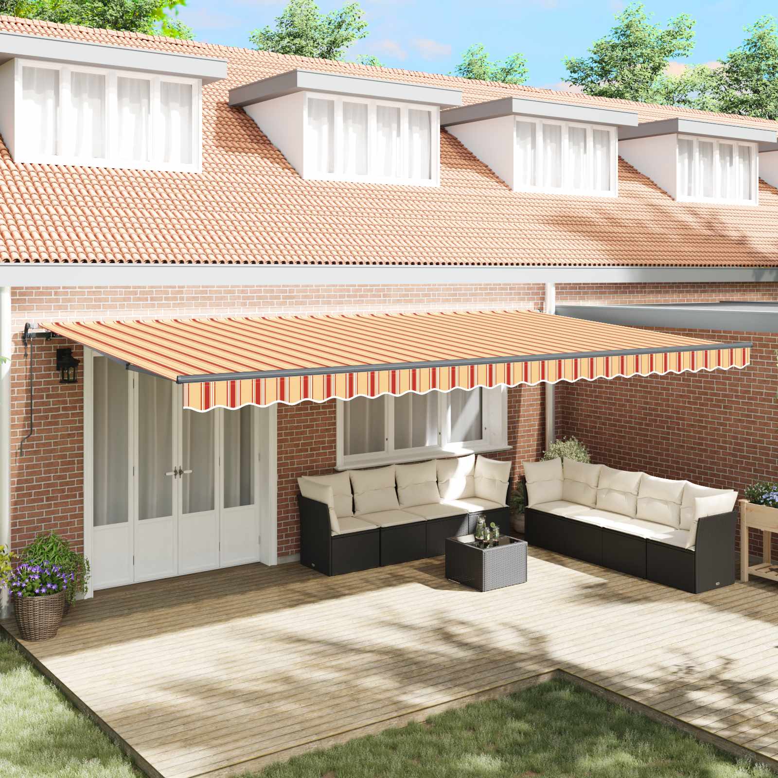 Skrovita tenda Žuta i narančasta 600 × 350 cm