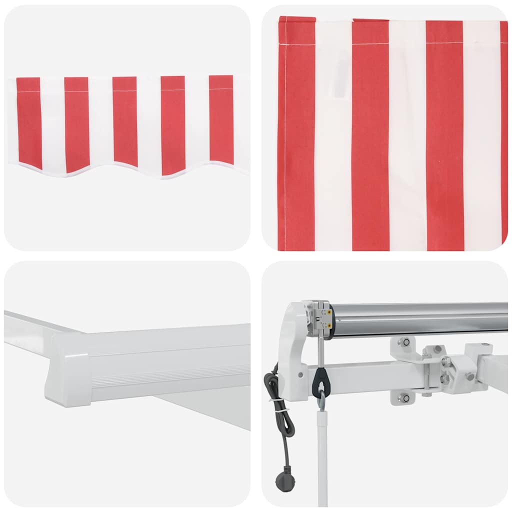 Povlačivi tende Crvena i bijela 600 × 350 cm Tkanina i Aluminij